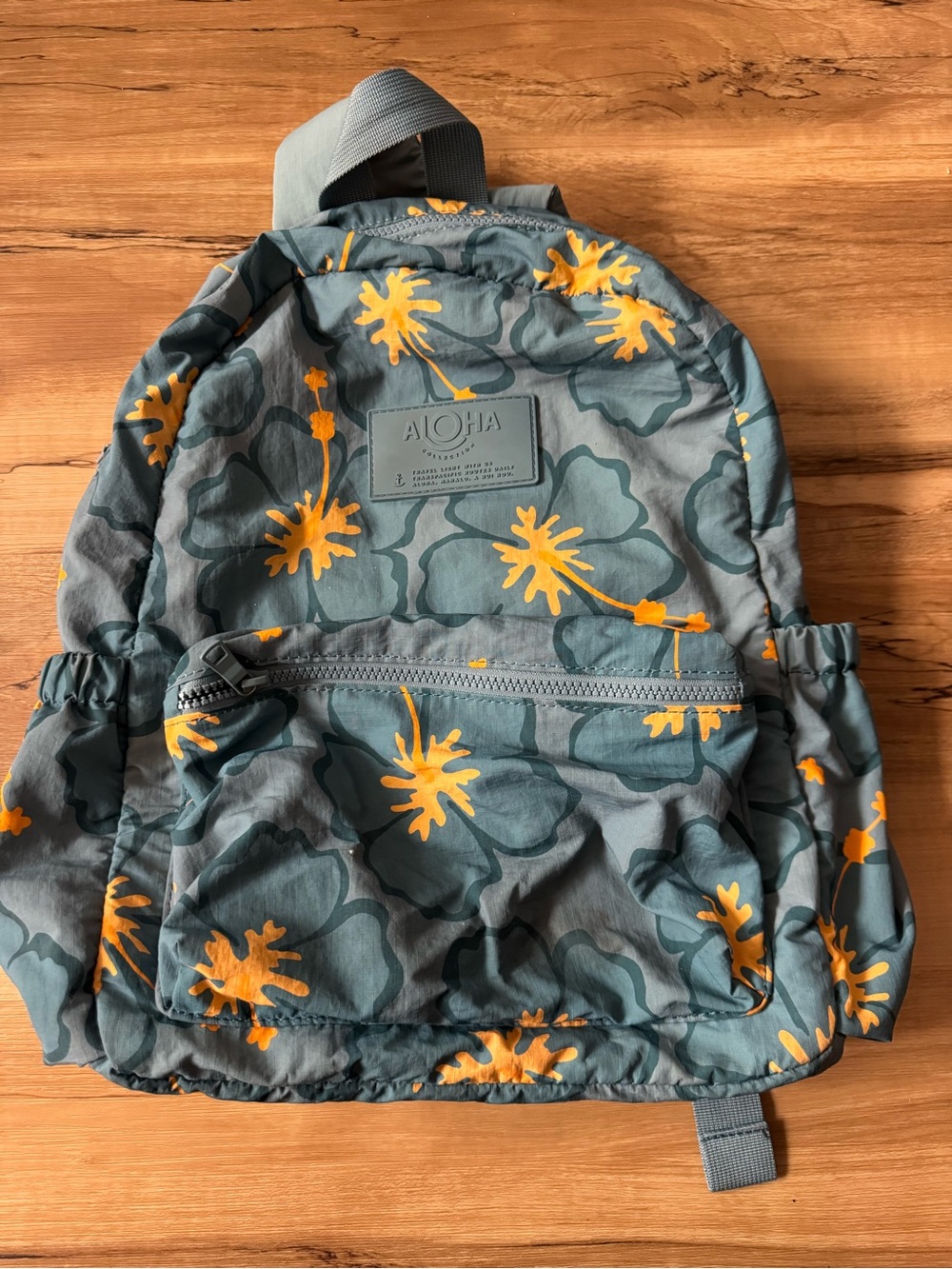 ALOHA Collection Teal Blue Kids Backpack with Yellow Floral Print